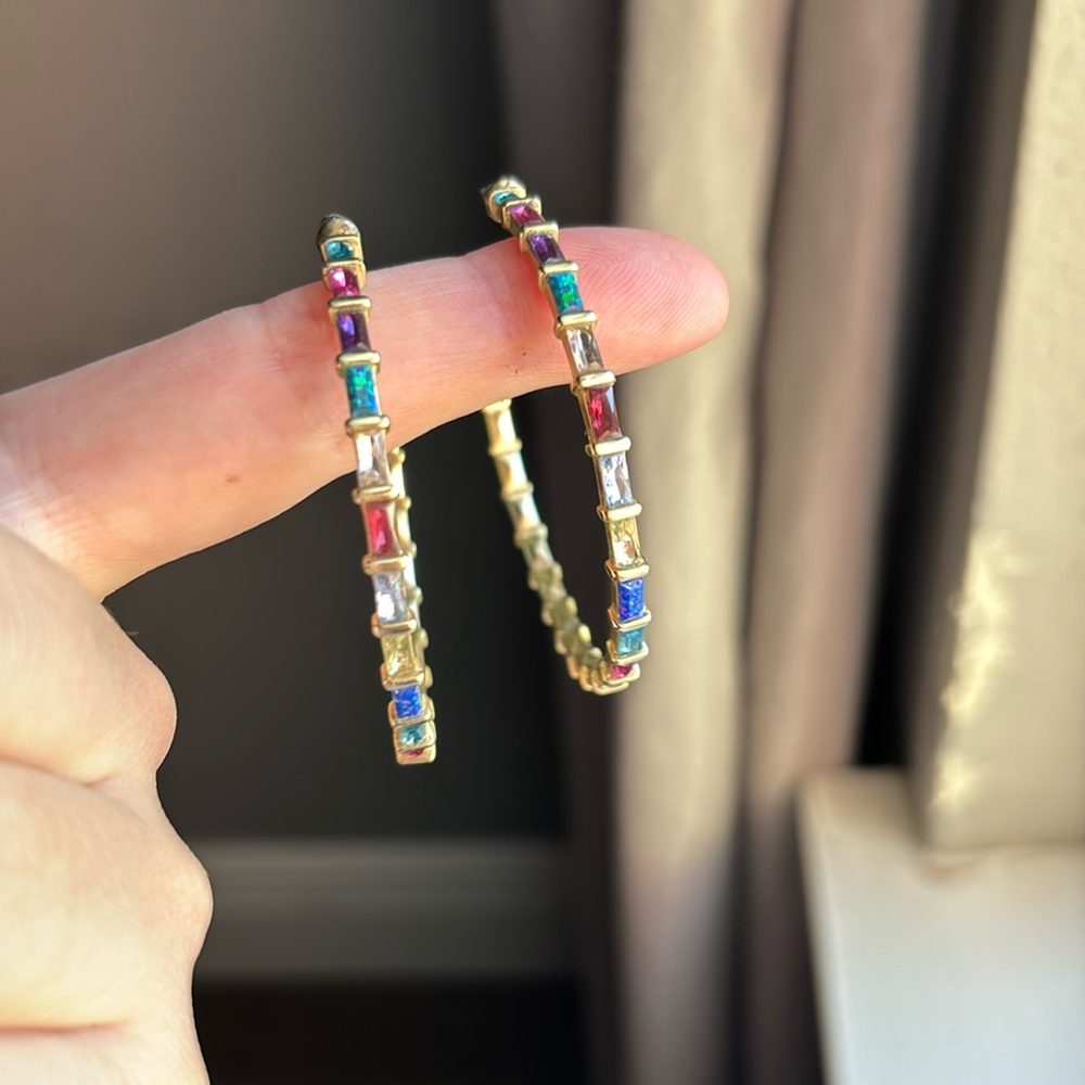 Kendra Scott large mixed stone hoops